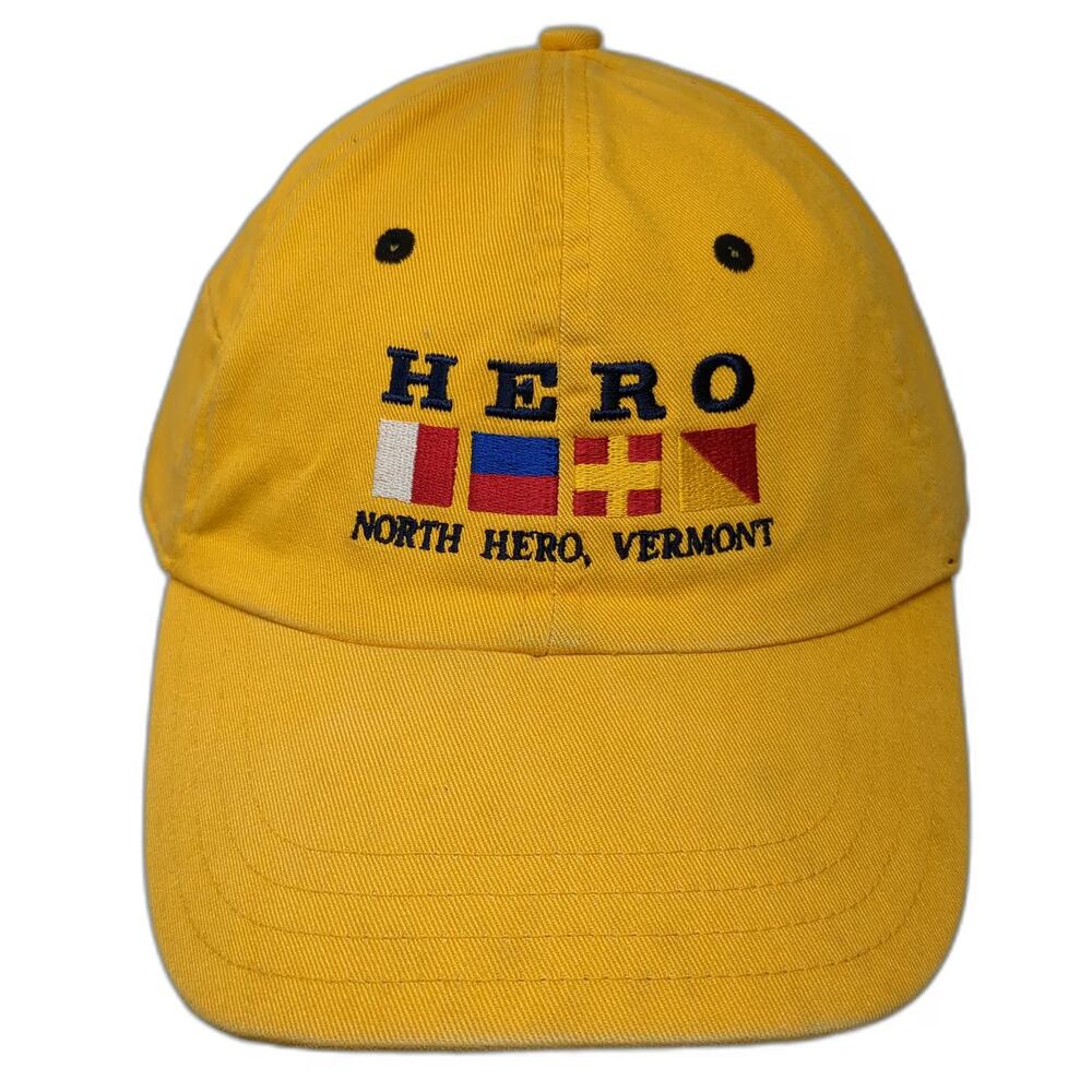 HYP Baseball Cap Yellow One Size Side Pocket North Hero Vermont Nautical Hat